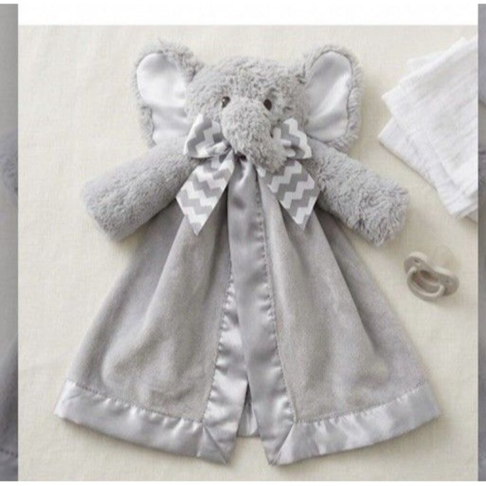 Bearington Baby Collection Lovey Security Blanket Gray 15” Elephant Plushie